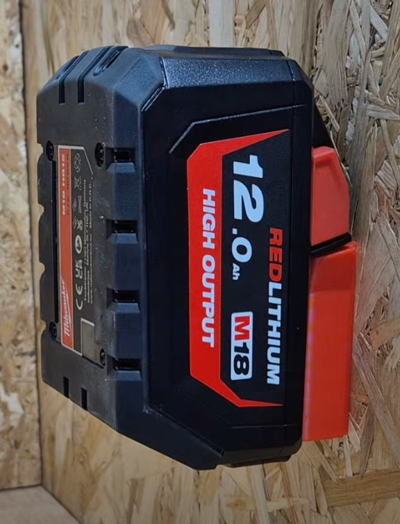 Mounted Milwaukee Battery holder By Power Rack Red