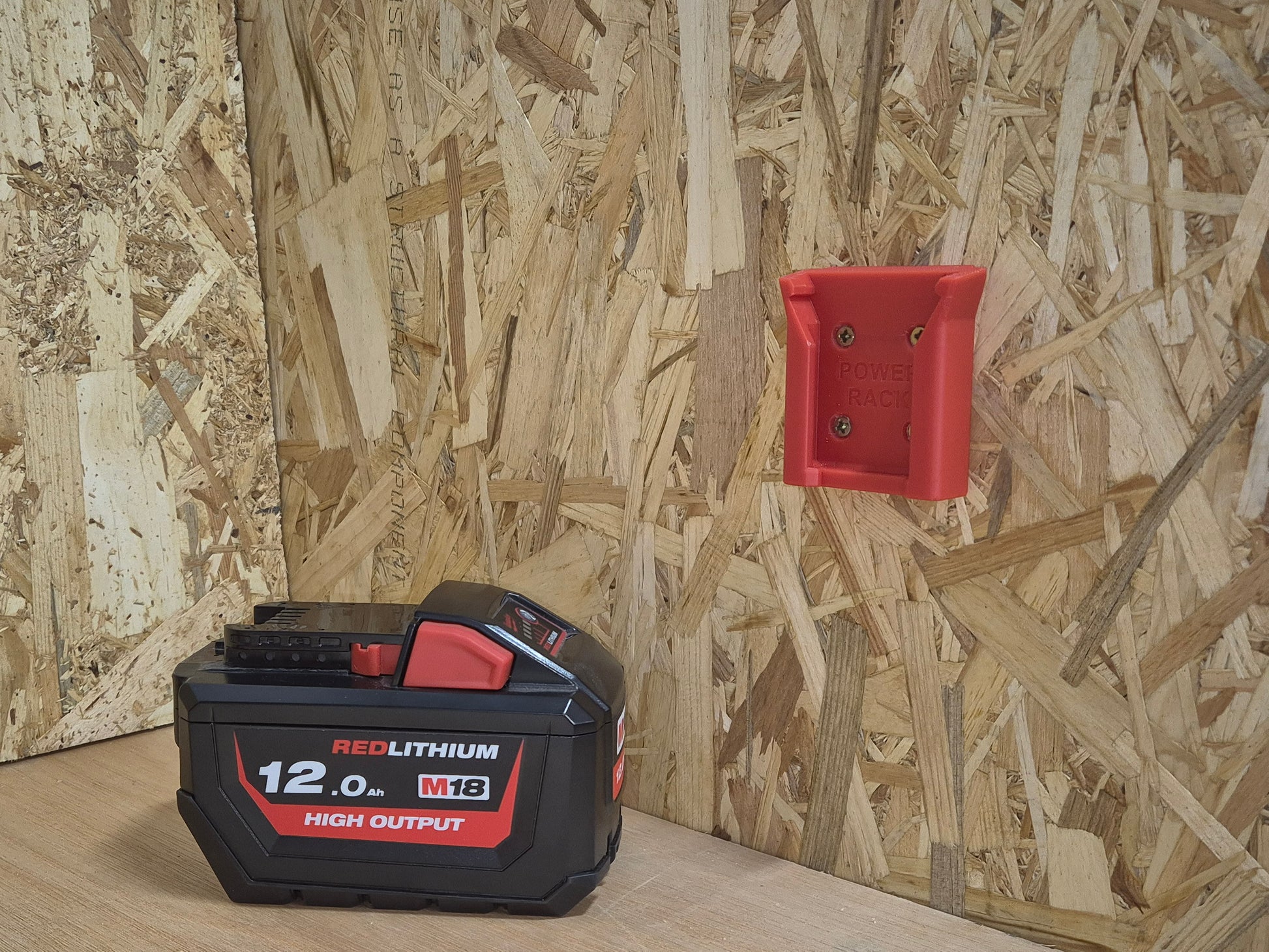 Red M18 Battery Holder with M18 battery