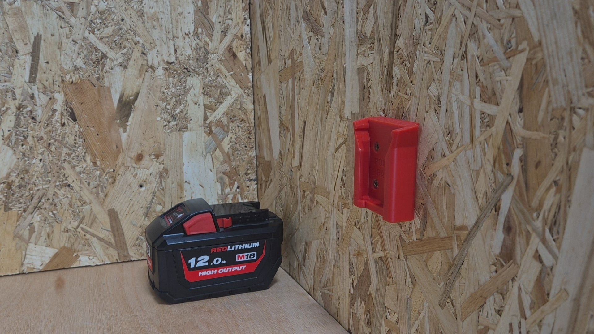 Power Rack M18 Battery Holder in use